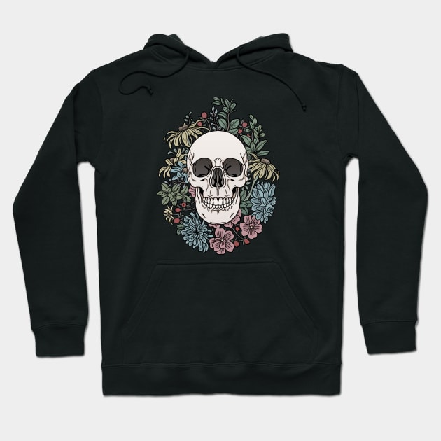 Skull and flowers Hoodie by tiina menzel